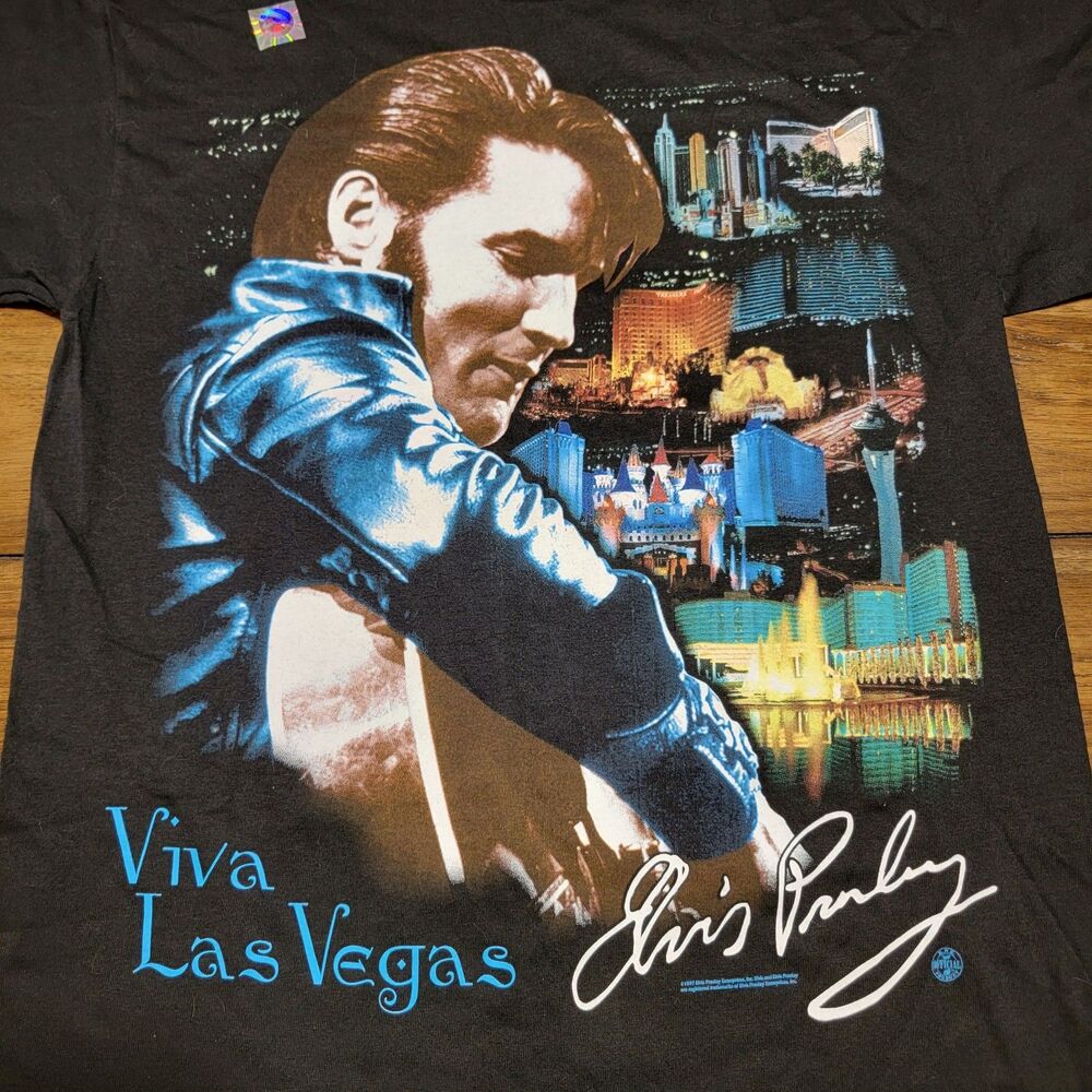 Alstyle Apparel SS Black Unisex Tee Elvis "Viva Las Vegas" - Size Medium NWOT